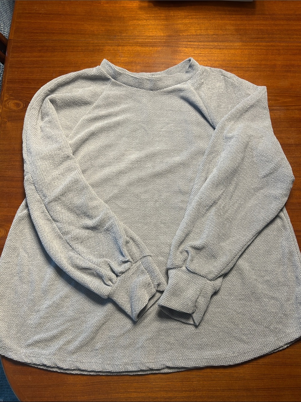 Cherish Light Gray Waffle Knit Crewneck Sweater